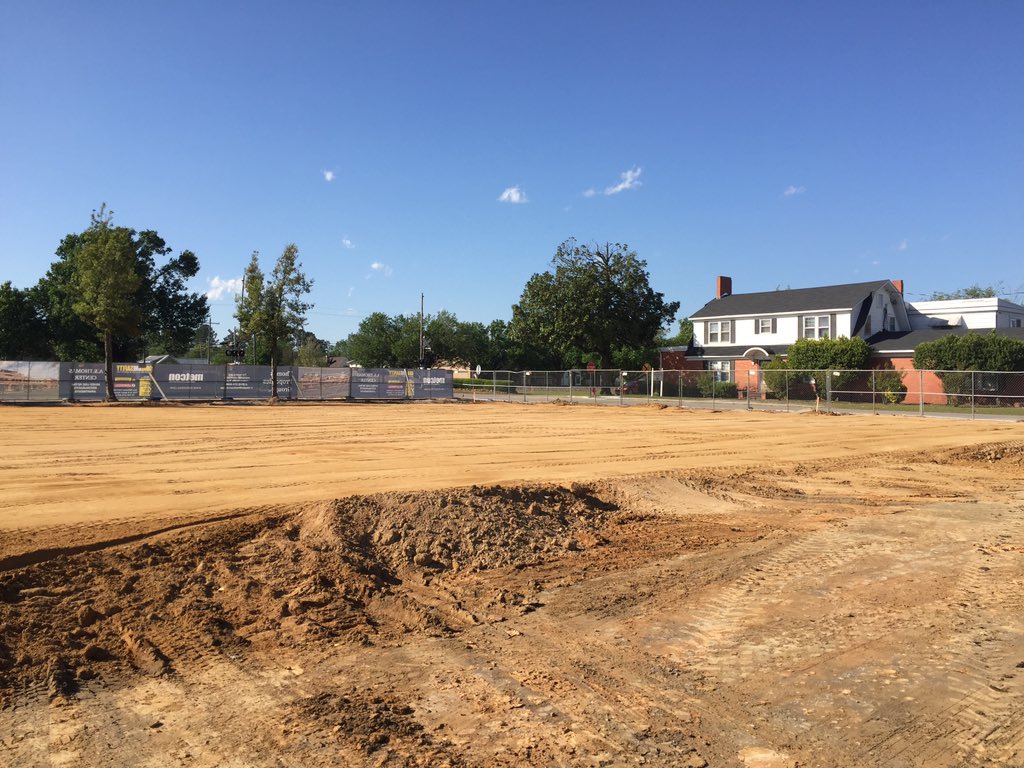 MetconConstruct's tweet photo. Transformation of downtown Pembroke underway! A.S. Thomas Center coming soon! #groundwork #downtowntransformation #metconprojects #ThomasPropertiesGroup #pembrokenc #townofpembroke #loneriderbrewery https://t.co/seJU7QJHXa