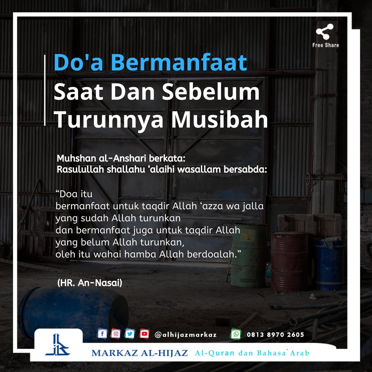 markazalhijaz's tweet photo. 📎 DOA BERMANFAAT SAAT DAN SEBELUM TURUNNYA MUSHIBAH
Rasulullah bersabda: 
.
“Doa itu bermanfaat untuk taqdir Allah ‘azza wa jalla yang sudah Allah turunkan dan bermanfaat juga untuk taqdir Allah yang belum Allah turunkan, oleh itu wahai hamba Allah berdoalah.” 
.
(HR. An-Nasai) https://t.co/uLiviVdFCo
