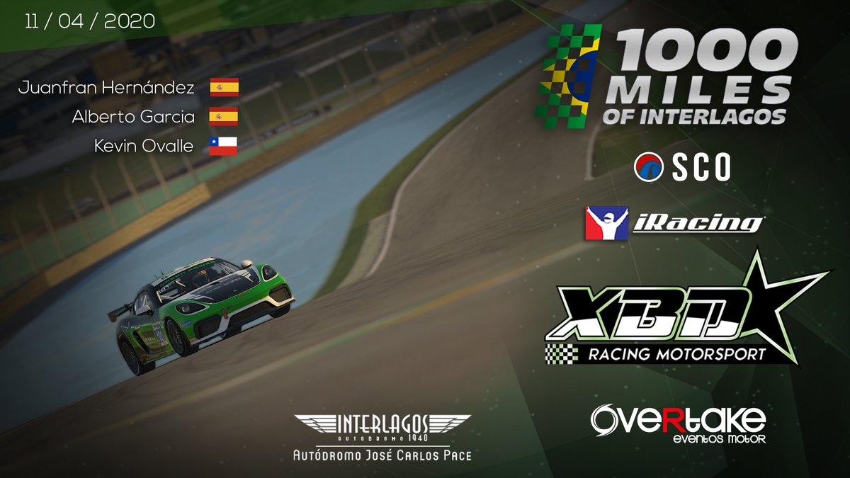 📌¡Listos para las 1000 millas de Interlagos! de <a href="/SportsCarOpen/">Sports Car Open</a>, nuestro #PorscheCayman listo para la acción.

📹 Oficial: youtube.com/watch?v=dDopBY…

📹 XBD Racing: twitch.tv/xbd_racing/

Nos representarán:
<a href="/alberto_g85/">Alberto García</a> 🇪🇸
@JHnandez5 🇪🇸
@TheKevinOneR 🇨🇱

<a href="/overtake_es/">OVERTAKE</a> #greenpower