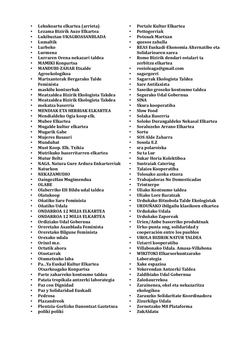 Lortu dugu!
295 kolektibok sinatu dute #azokakireki #Sosnekazariak aldarrikapena.
Nekazari, herritar, erakunde eta herri eragileen presioarekin, posible da. Merkatu plazak zabalik iraungo dute!