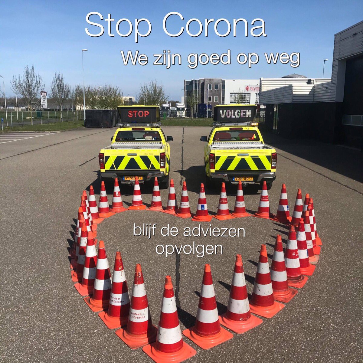 We zijn op de goede weg, maar we zullen gezamenlijk nog even moeten doorzetten. Blijf daarom het advies van RIVM opvolgen.
Er komt een tijd dat we kunnen zeggen : dat hebben we met elkaar toch maar mooi voor elkaar gekregen #stopcoronavirus 
<a href="/RWS_NN/">Rijkswaterstaat Noord-Nederland</a> <a href="/RWSverkeersinfo/">Rijkswaterstaat Verkeersinformatie</a>