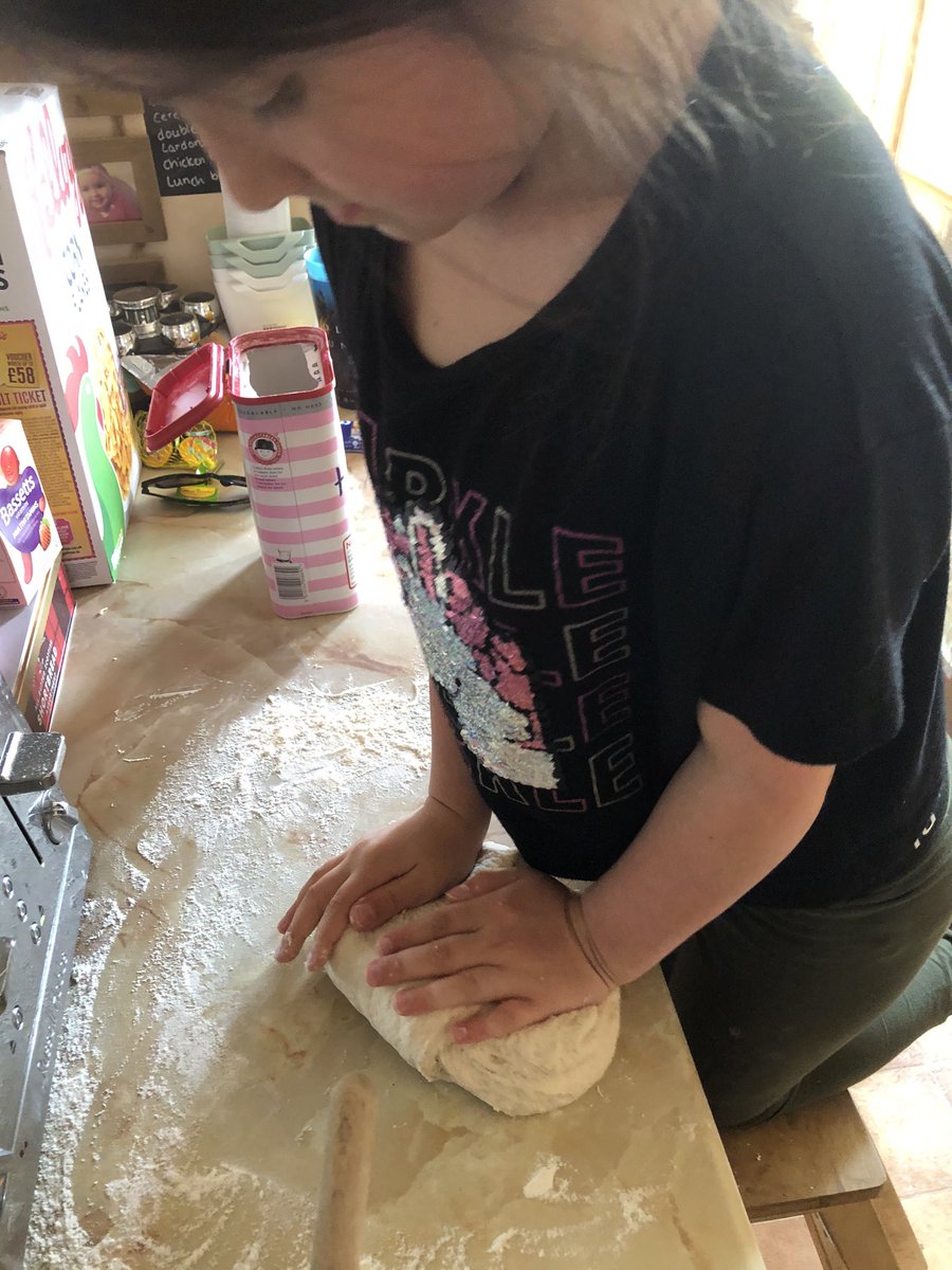 NSimms1993's tweet photo. @littlehillsch Isla-Mae 2BP has been poorly since last weekend so not much learning or fun activities have happened here, but today, she’s having ago at bread making. Just going for the first prove! https://t.co/lgFHGSI3HP