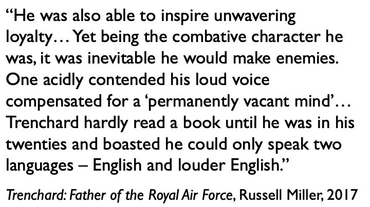 CORRECTION Thanks to  @thrustvector and  @OU_Williams for pointing out that Trenchard’s nickname ‘Boom’ came from his notably loud voice rather than love of explosions as some sources have it... This  is from the recent Miller biography.   #history  #Trenchard  #EnglishAbroad