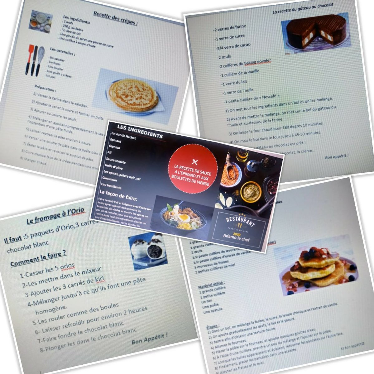 Rayane_alali's tweet photo. #Nous apprenons en cuisinant👩🏻🍳👨🍳 Rien ne peut nous empêcher de continuer notre processus d’apprentissage. Nous #cuisinons et nous #écrivons notre #recette pour la partager avec les autres #confinement #activité_culinaire @Hhhsinfo @dina_jradi @LinaMajzoub1 @ZeinaZaatary https://t.co/9bYDgvNz9m