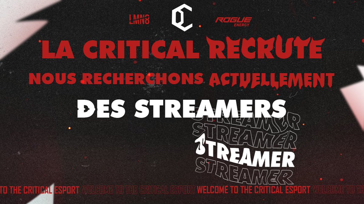 CriticaleSport_'s tweet photo. ⚠️Recrutement Streamer ON ‼️

🔸Actuellement à la recherche de streamers pour notre chaîne twitch ➡️ WebTV🔸

On attend vos candidatures en privé  pour les personnes intéressées 📍 https://t.co/oMMqQ8ORRX