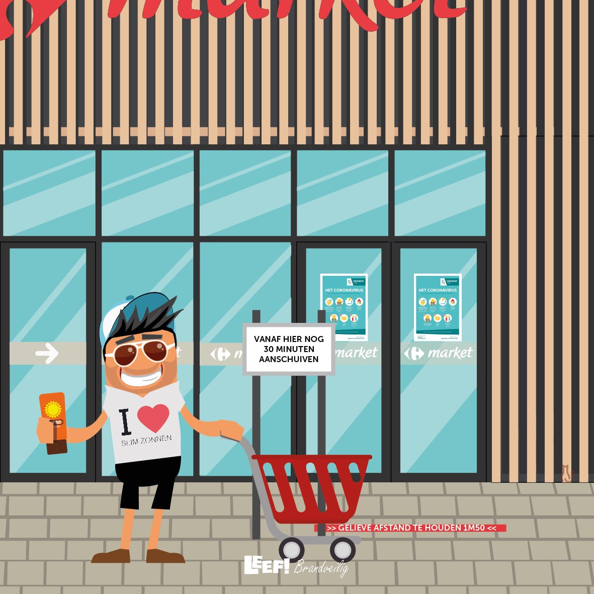 LFBrandveilig's tweet photo. Moet jij vandaag nog naar de winkel? Wees slim, smeer je in! Smeer je rijkelijk in met zonnecrème en respecteer ook daar de #SocialDistancing. #StaySafe #LeefBrandveilig #BlijfInUwKot #SlimZonnen https://t.co/vLNdshIDwx