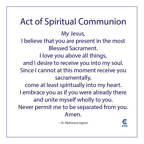 CatholicNewsSvc's tweet image. Since so many people must #StayAtHome we are sharing this Act of Spiritual Communion, written for when you cannot physically receive the Eucharist. #HolyWeekAtHome #EasterWeekend