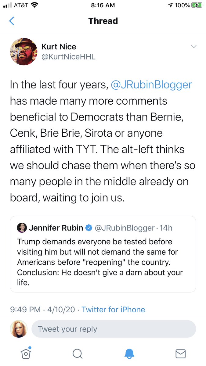 I'm starting a new thread: People who say that don't need/want our vote for this, 2020, GE.To start us off, I'd like to introduce you to Kurt who would rather pair up with Jennifer Rubin, notorious conservative and fascist, than concede to social policies that benefit society.