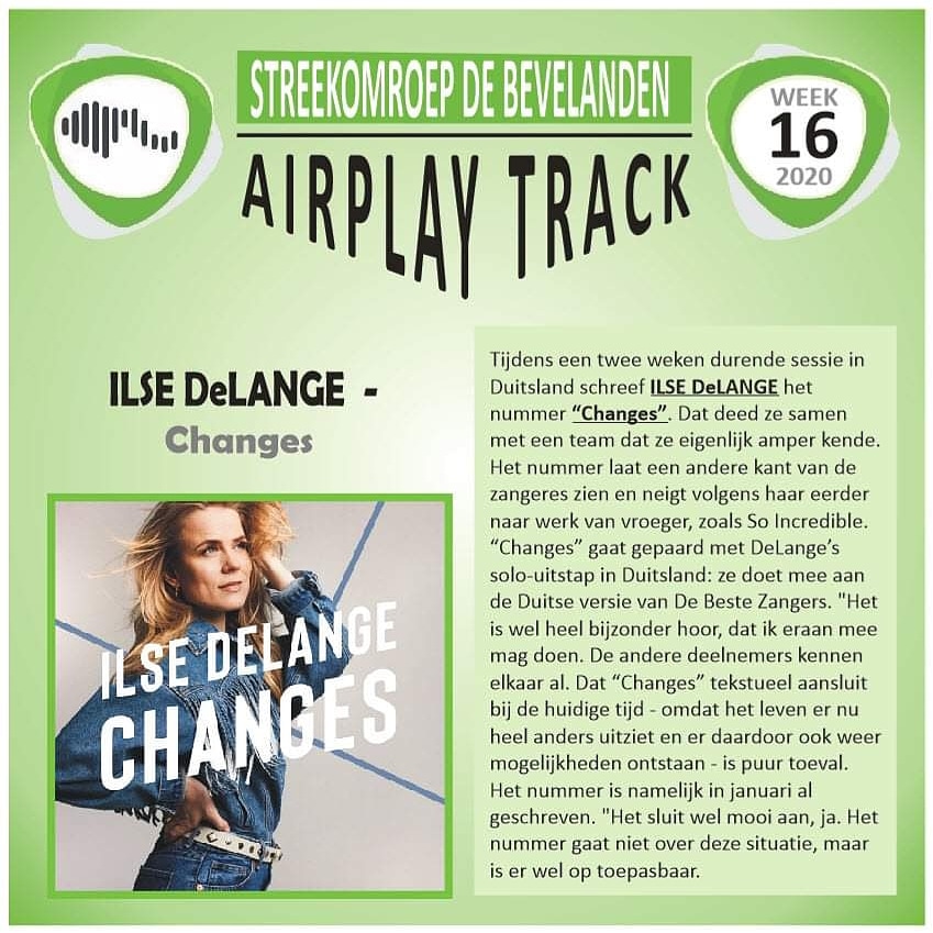 #105 #SOBFM #StreekomroepdeBevelanden #AirPlayTrack week 16: @ilsedelangemusic - Changes