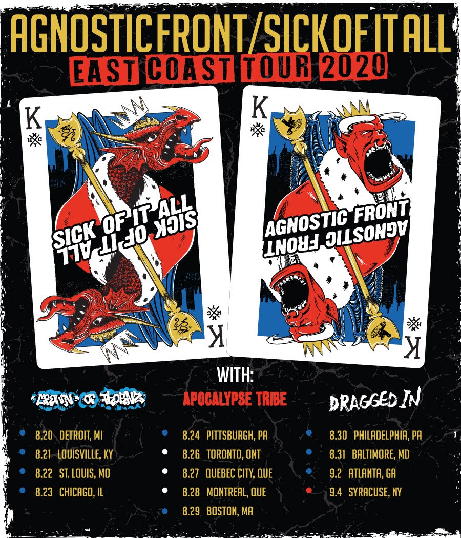 IDIOTEQ's tweet photo. ๐ AGNOSTIC FRONT / SICK OF IT ALL annoucne Us tour dates with Crown Of Thornz, Apocalypse Tribe & Dragged In - tickets - https://t.co/bQcWBYdrqA // #nyhc .@agnosticfront .@SOIANYC #newyorkhardcore #hardcore #hardcorepunk .@CrownOfThornz .@DannyDiablo #apocalypsetribe #draggedin https://t.co/SwzKNMkEJ8