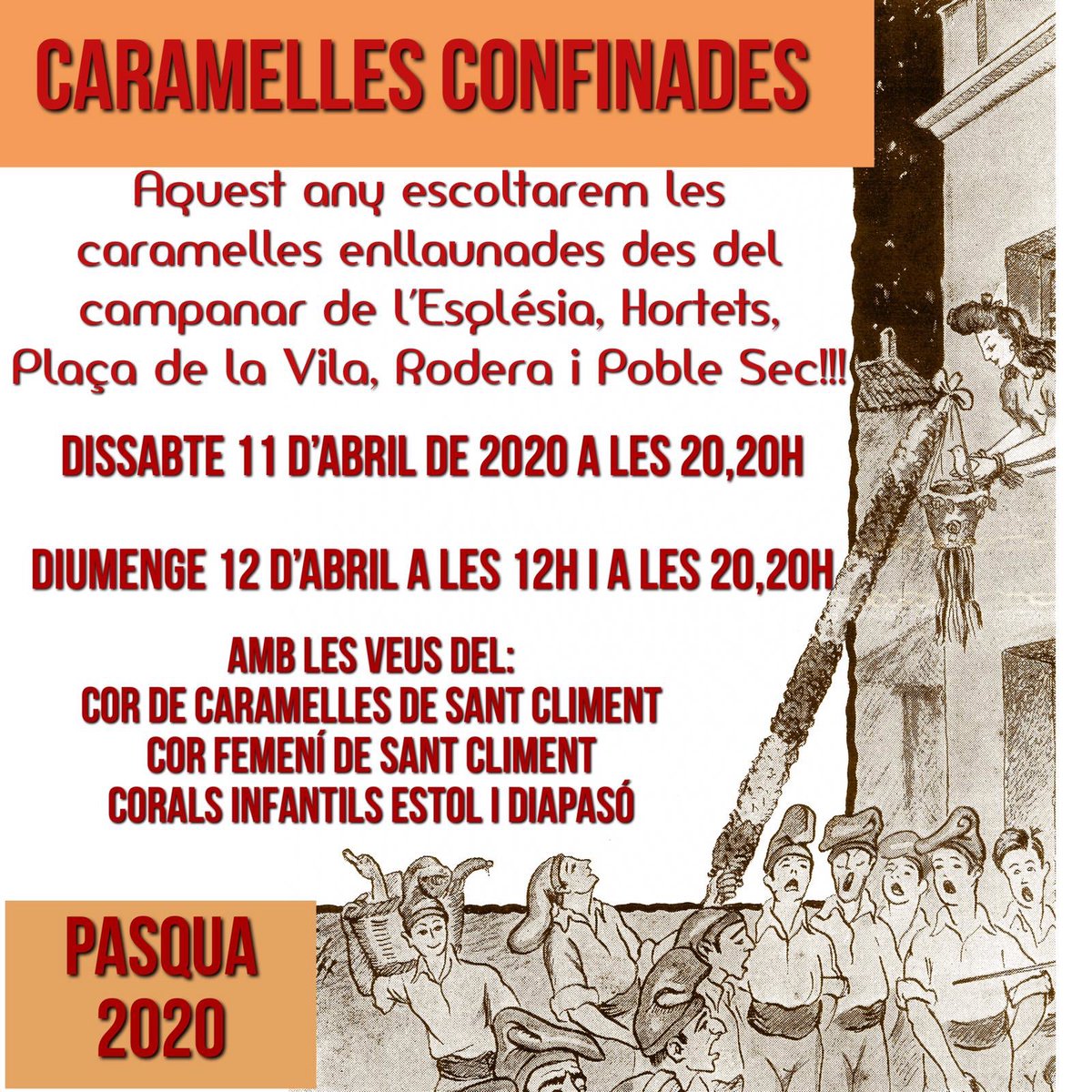 santcliment's tweet photo. Tot i el confinament aquest cap de setmana a #santclimentdellobregat farem #caramelles https://t.co/InXR7JgHLA