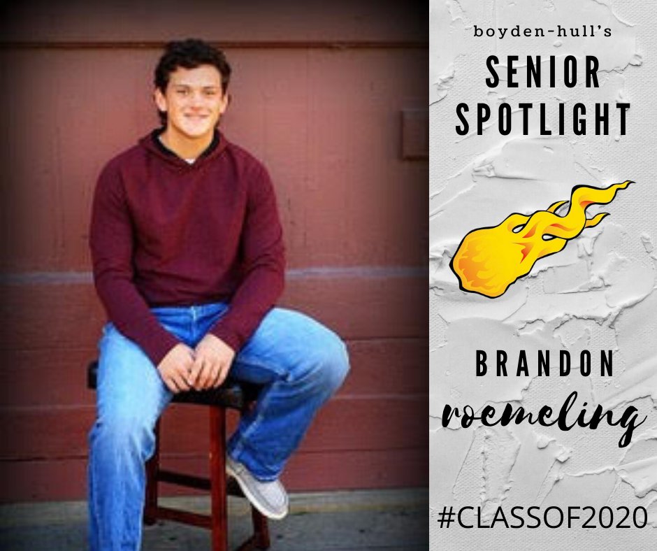 Senior Spotlight - Brandon Roemeling
Brandon is involved in FB, WR, track, the musical &amp; swing show. In the fall, he will attend South Dakota State University to major in history education.  His favorite memory was hanging with the boys &amp; going to state in football &amp; track.
