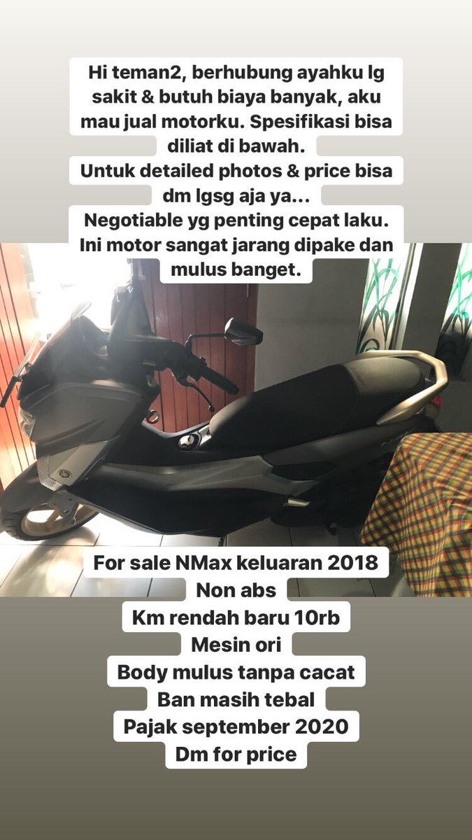 Bismillahirrahmanirrahim...
⭐️⭐️⭐️TWITTER PLEASE DO YOUR MAGIC⭐️⭐️⭐️

Ayahku sekarang sedang sakit sirosis hati &amp; dirawat di RS. Ayah ga punya BPJS maupun asuransi lainnya jd sangat butuh banyak biaya. Jadi, aku mau jual motor ini. Detail info bisa diliat digambar ya...
