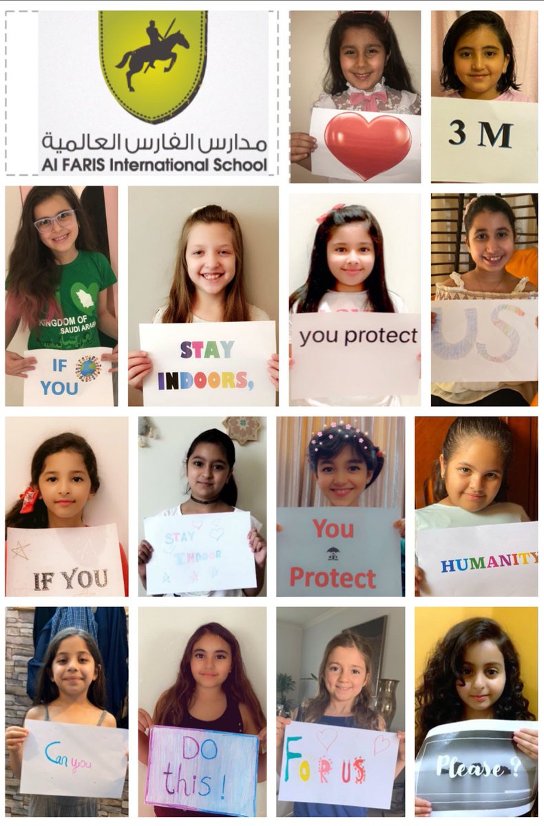 Our Message to the whole world... I am so proud of you princesses🥰 #مدارس_الفارس_العالمية_التعليم_عن_بعد #StayHome #virtual #learning @FIS_alfaris