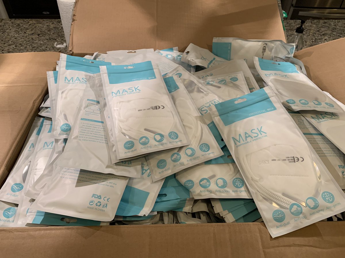 Fullerjeremy's tweet photo. Look what just showed up at 9:45 pm. Thank you for fast delivery @DHLUS  you rock 👊🏻  Monday will be fun. 

#kn95mask Face Mask 😷 going to Atrium Health and Children’s Hope Alliance 

The ones that were tagged Super Thanks for the donations 🤝 https://t.co/uhRYLL0D8a