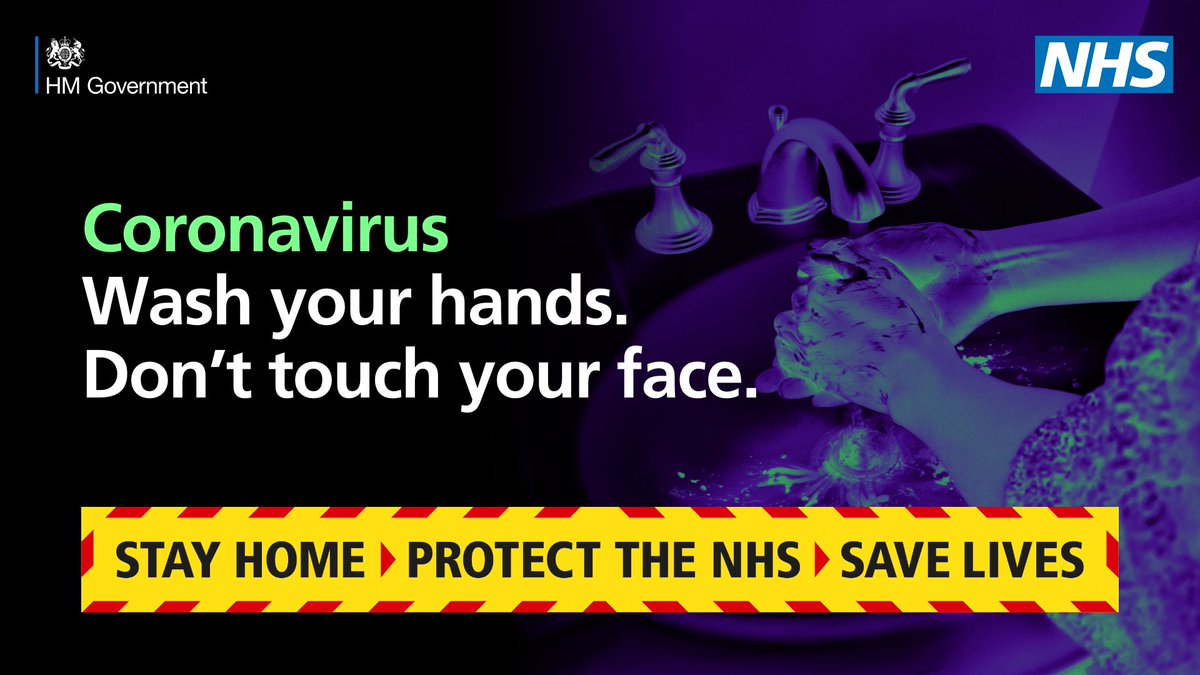 GOVUK's tweet photo. Wash your hands with soap and water for at least 20 seconds frequently, and don't touch your face.

Anyone can get it, anyone can spread it. https://t.co/TIHnDB4EHz