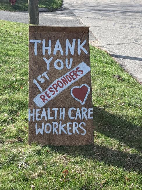 SheilaReidy's tweet photo. Woke up this morning and made some signs...Fire Department Parade for Easter is today and we are so thankful for everyone keeping things going! @ShermanSchoolCT https://t.co/9gn5j7rOJm