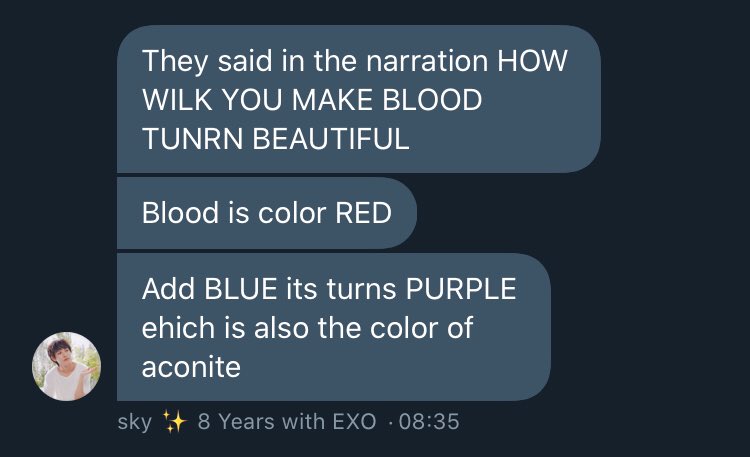 More about sacrifices, and red + blue becoming Aconite.  #exopurge