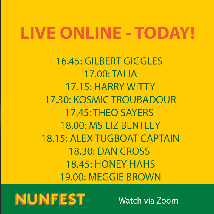 #NunfestLondon live from our living rooms this afternoon. Pull up a deckchair, crack open a beer, and enjoy: FB: facebook.com/events/2587587… Tickets: eventbrite.co.uk/e/nunfest-onli… #EasterAtHome #StayHome #LiveMusic @GilbertGiggles @theosayers @MslizBentley @tugboatcptnband