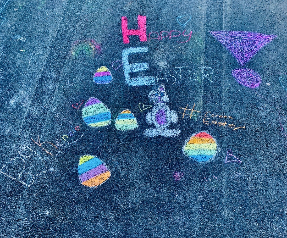 NFLDPONY's tweet image. It can be easy to be complacent with how COVID-19 is affecting our children. It hit home when my daughter puts #coronaeaster in her driveway Easter art.