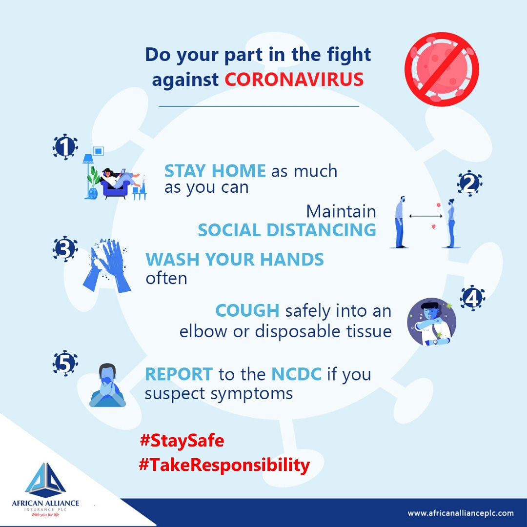 AAInsurancePlc's tweet photo. While we celebrate Easter in lockdown, do your part to curb the spread of the coronavirus with these 5 steps outlined by @WHO and obey lockdown directives in your area.

We are in this together. 

#StaySafe

#dothefive #StayHome #easterinisolation #Easter2020 #easterinlockdown https://t.co/1WOsan1YXQ