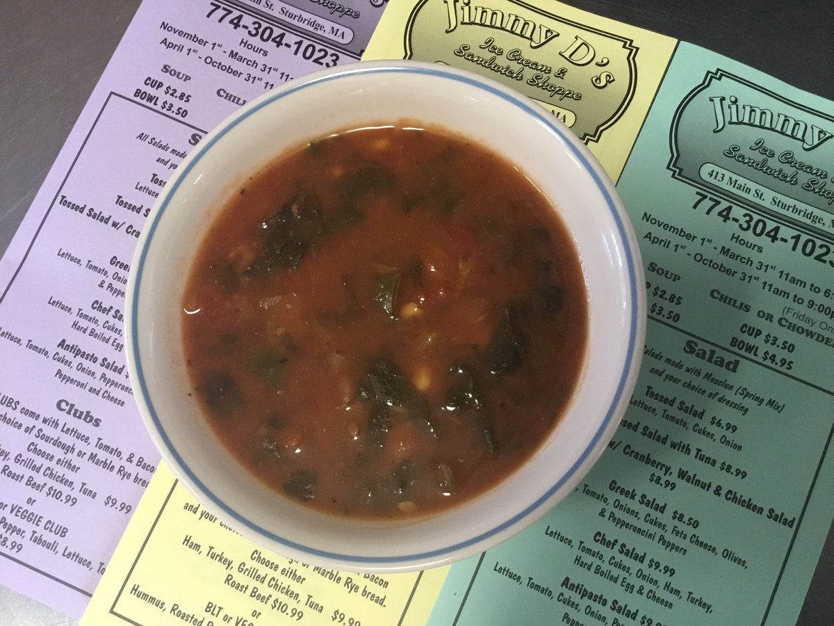JimmyDsicecream's tweet photo. Vegetable Soup today! Looks delicious! Doing take out and curbside orders- from us, right to your car! Please call ahead :)
413 Main Street, Sturbridge
774 304 1023
#helplocal #helpsmallbusiness #keepitlocal #supportlocalduringquarantine #vegetablesoup #jimmyds #sturbridgema https://t.co/dr6izD8FEW
