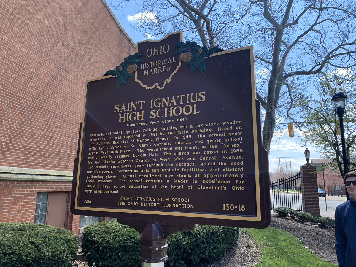 “St. Ignatius High School... was originally St. Ignatius college, which later become John Carroll University and moved to University Heights. The high school remained and in the 1970s added new buildings and a new athletic field” (5/)