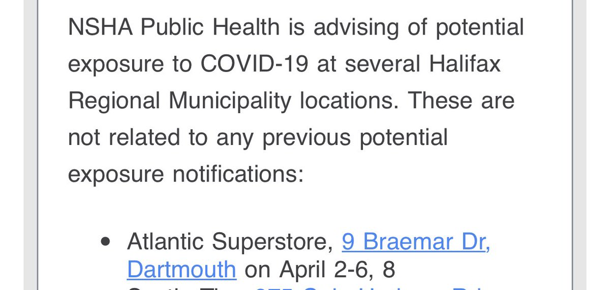 If you went to the Dartmouth (Braemar Drive) Atlantic Superstore on April 2, 3, 4, 5, 6 or 8th, there’s a potential you may have been exposed to COVID-19 and should watch for symptoms.