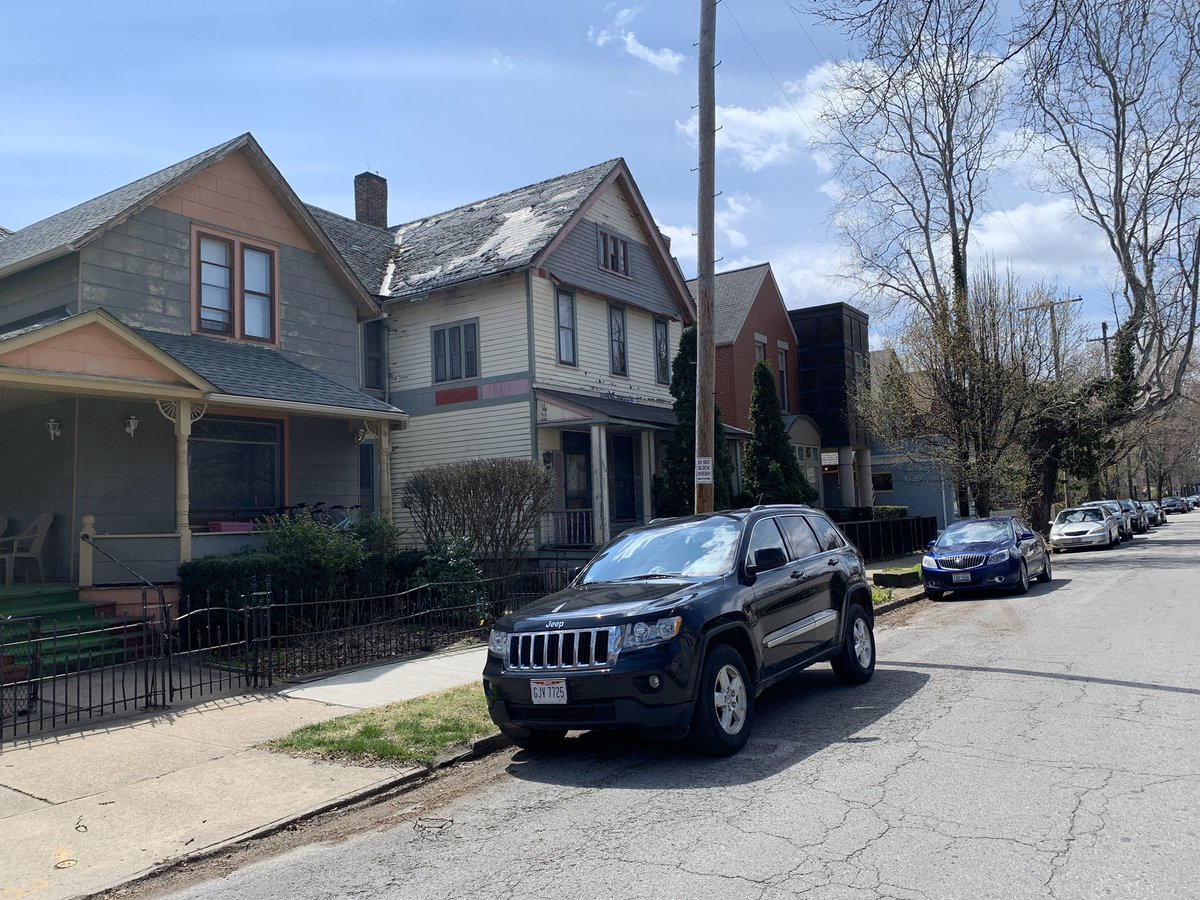 “Back on 25th St. go north to Jay Ave. and turn left. This is the best-restored street in Ohio City. Note the original paint colors on the homes and the original brick side streets with center gutters.” (13/)
