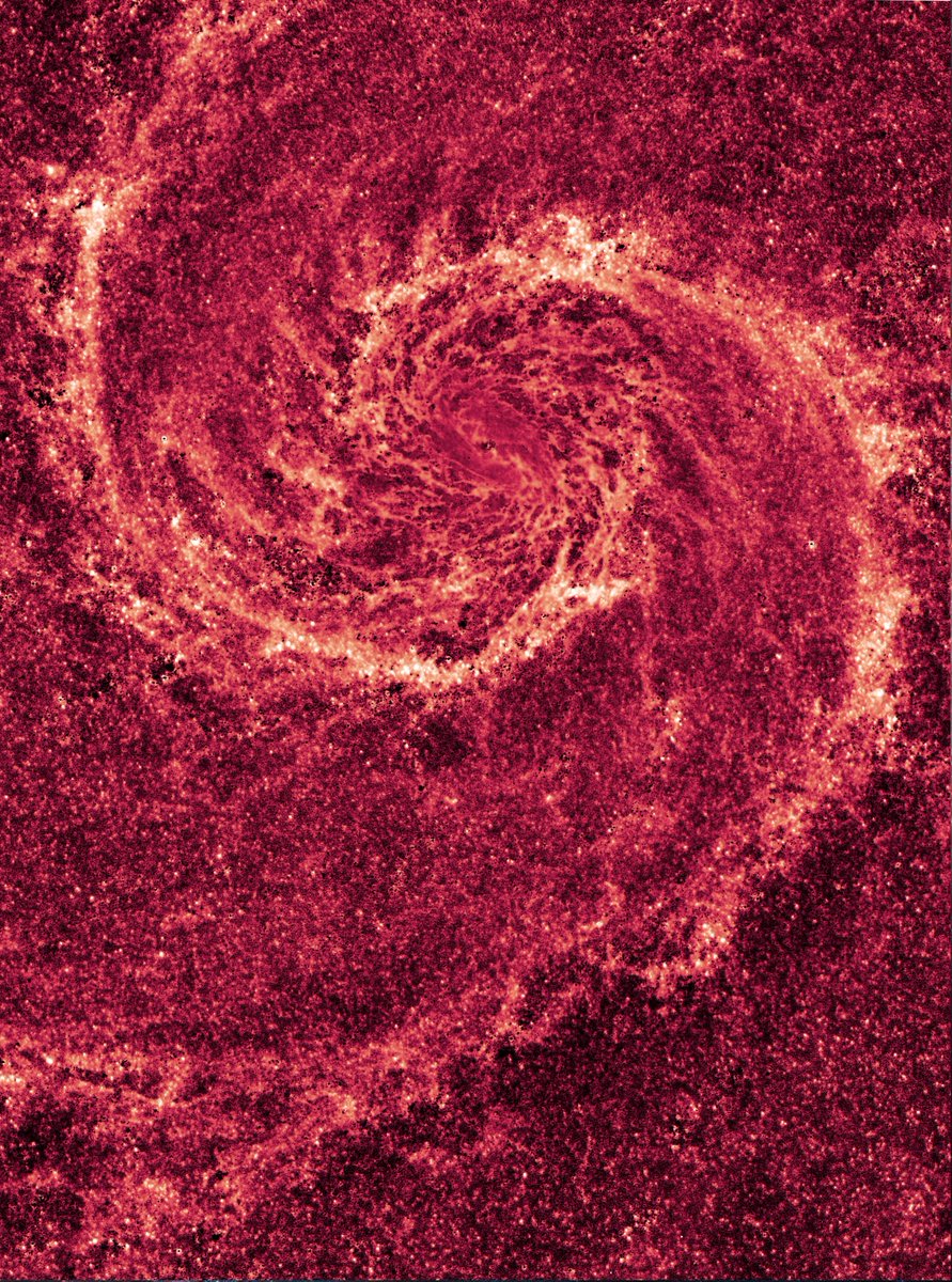 Hubble's infrared view of the Whirlpool Galaxy (M51), 25 million light years away in the constellation Canes Venatici. Image: NASA, ESA, M. Regan and B. Whitmore (STScI) and R. Chandar (University of Toledo, USA)