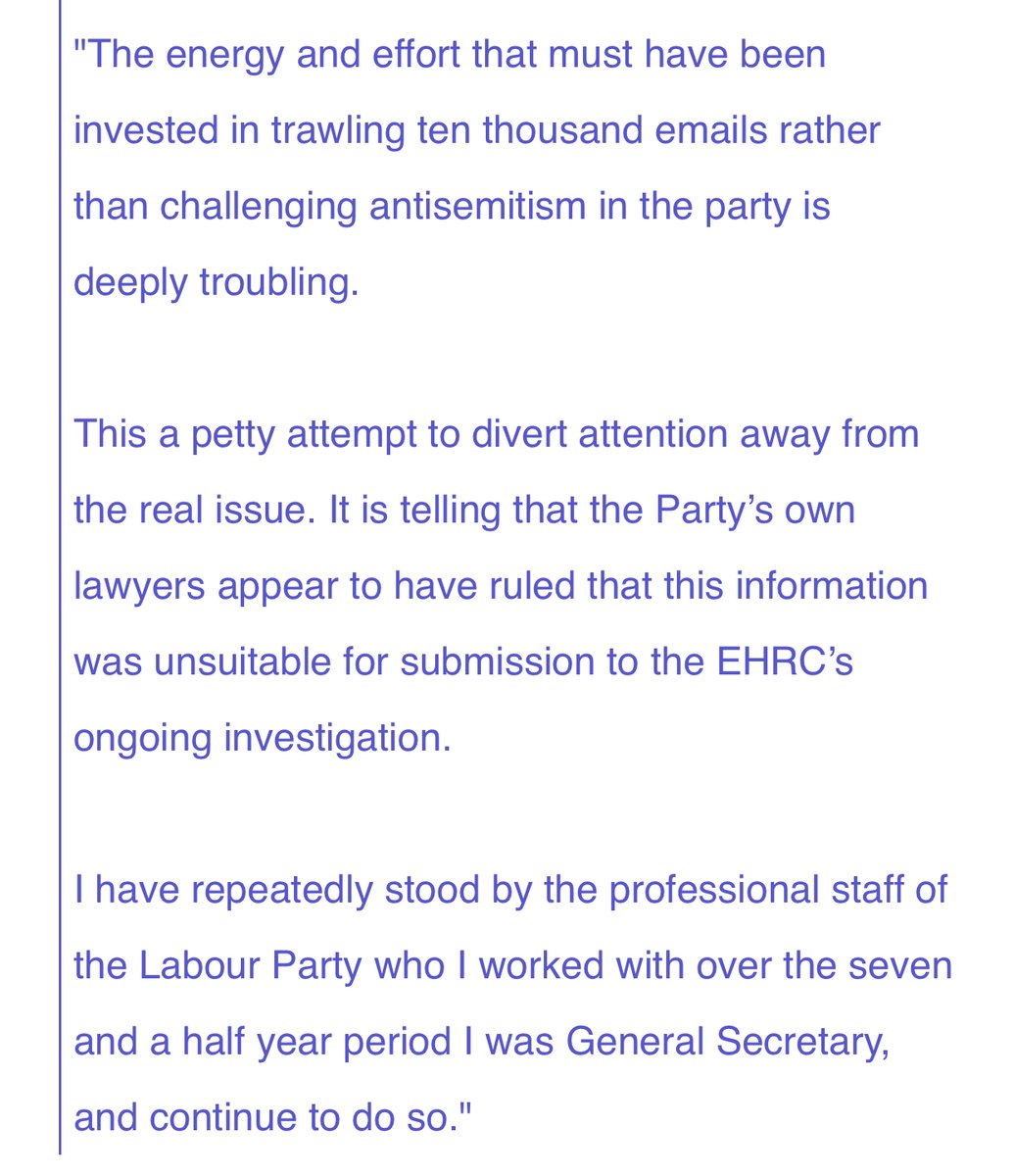 In response to the allegations made in the report, Lord McNicol said it was "telling that the Party's own lawyers appear to have ruled that this information was unsuitable for submission to the the EHRC's ongoing investigation"