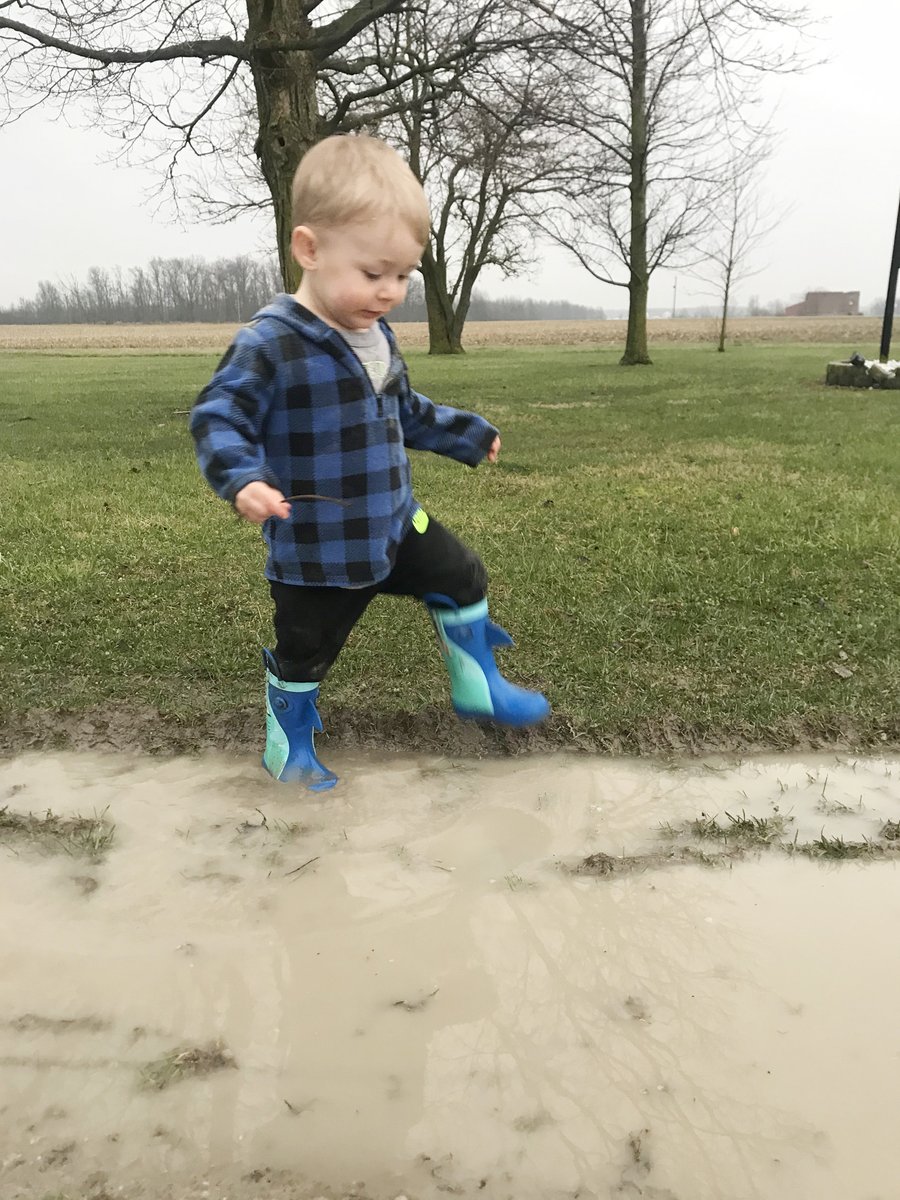 commreview's tweet photo. One-year-old Beau Holdcroft, left, had fun playing in mud puddles in Dunkirk. https://t.co/Ci5riEPgFA