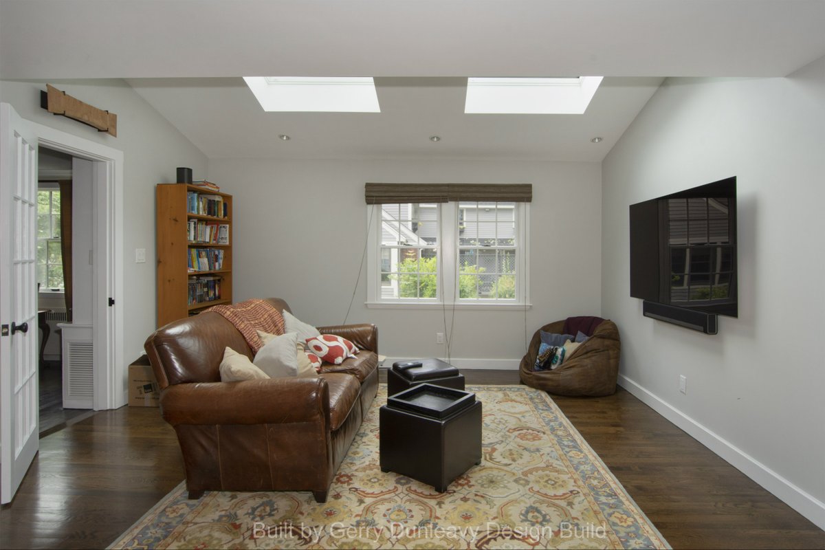 Daylight enters through #skylights and double hung window.