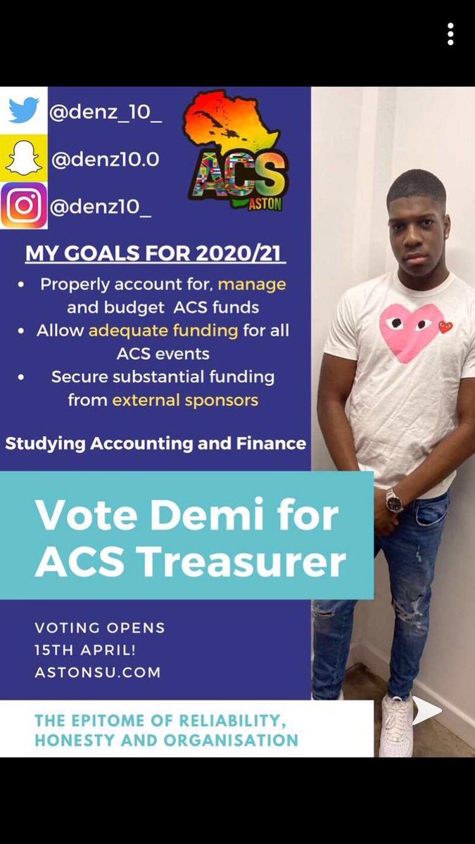 Aston_ACS's tweet photo. Name: Demi (@denz_10_)
Course: Accounting and Finance 

Role applied for: Treasurer

“I will make sure ACS events are properly funded so members can get the most out of their money and have a great time in the society.” https://t.co/utBhZchnBg