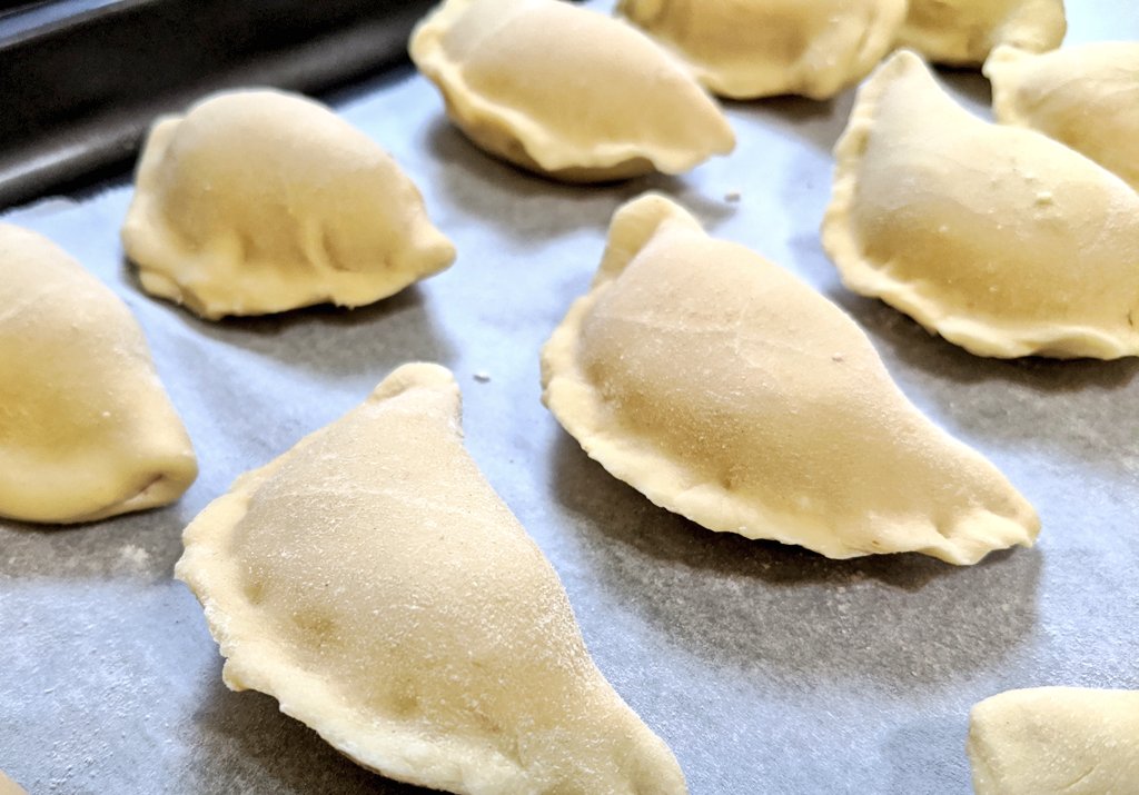 Once the pierogies are frozen, you can put them in freezer bags all together or portioned out.