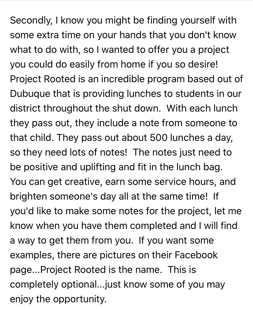 Another service project idea from one of the teachers at western dubuque!