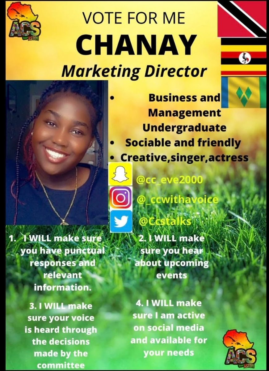Aston_ACS's tweet photo. Name: Chanay (@CcsTalks)
Course: Business and Management

Role applied for: Marketing Director

“The future goal is for everyone to be aware and included in all future events, so all have the opportunity to be involved with ACS.” https://t.co/NSDaDUkzYf
