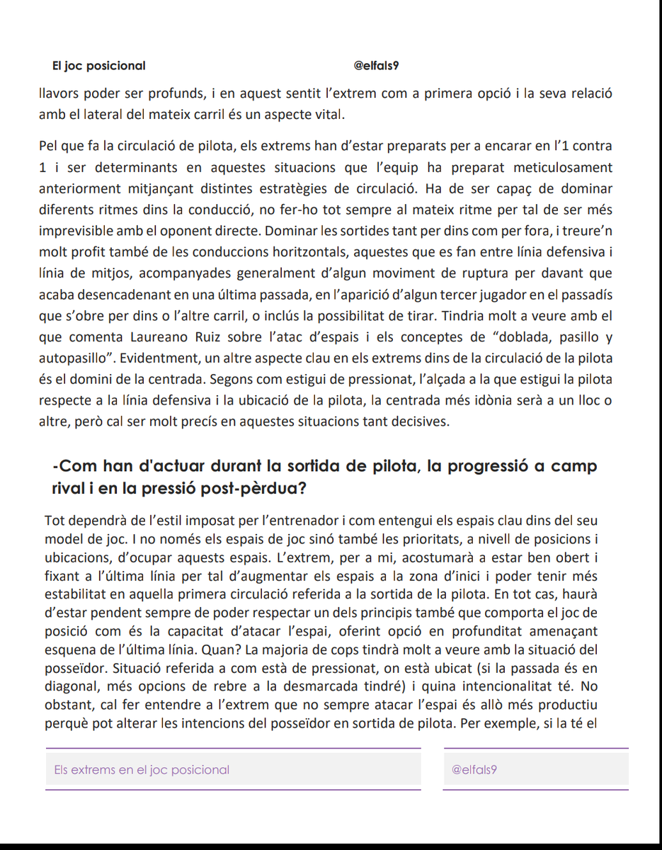 elfals9's tweet photo. Píndola de coneixement per apropar-nos la comprensió del joc posicional. "Els extrems en el JdP" per Albert Ballesteros Ferrer, @AlbertBFerrer , entrenador i responsable àrea metodologia @SantCugatFC i a Soccer Services Barcelona (1a part) https://t.co/rEuYU4DuOk