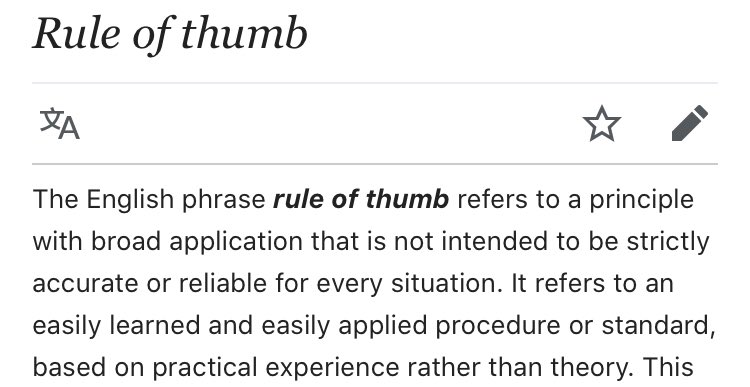 Reminder of what a “rule of thumb” is, for all the good it’s likely to do