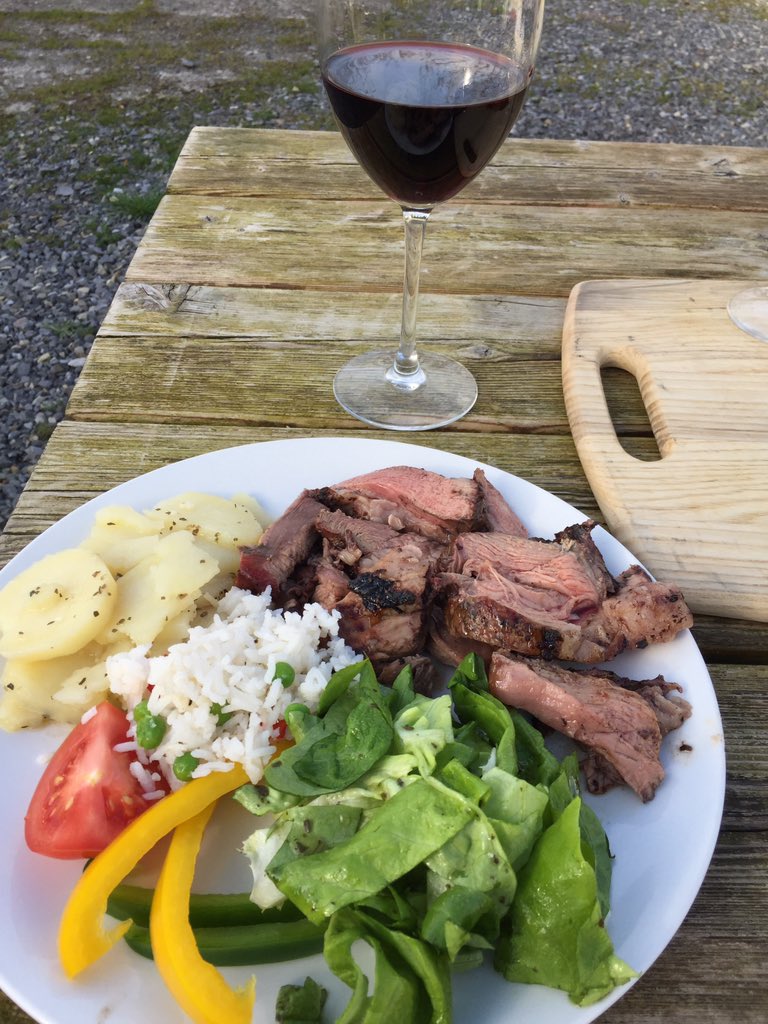 AndarlFarm's tweet photo. Lamb rump marinated in red wine garlic mint and fresh rosemary from the garden along with garlic spuds all done on the bbq whilst planting seeds in veg garden. #sun #bbq #supportingournurses #stayinghome https://t.co/jpmZYg859l