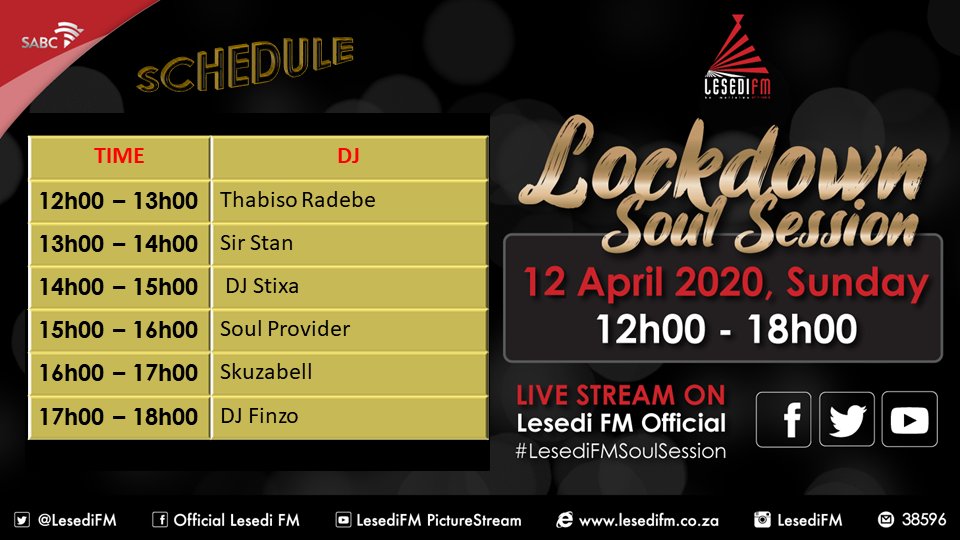 LesediFM's tweet photo. #LesediFMSoulSession #NothingButSoul #Schedule https://t.co/jduqzV82pw