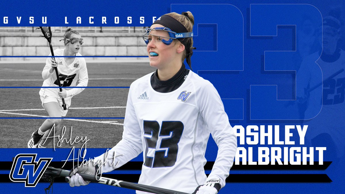 GVSUWLAX's tweet photo. 🚨Senior Spotlight🚨

#23 Ashley Albright | Linwood, N.J. | Attack

"Be there with your team, be in the drills, be in the moment and make memories that last forever."

Ashley will be student teaching and earning her degree in special education.

#AnchorUp https://t.co/JAtQUkk1uX