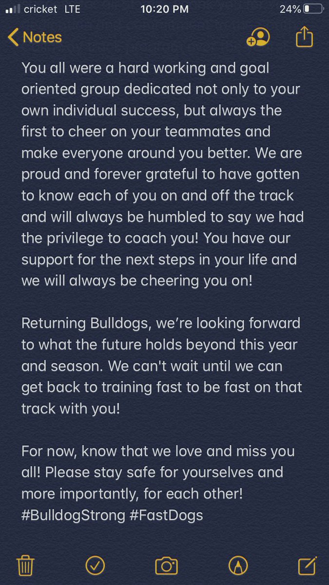SCBulldogTrack's tweet photo. A message to our track athletes and families from your coaches @AprilHolzem @sccoachf @c_g_hecktor @BenCooper_13 Miss you all! 🏃🏼‍♀️💙🐾🏃🏻‍♂️ https://t.co/D8JyU2gH7I