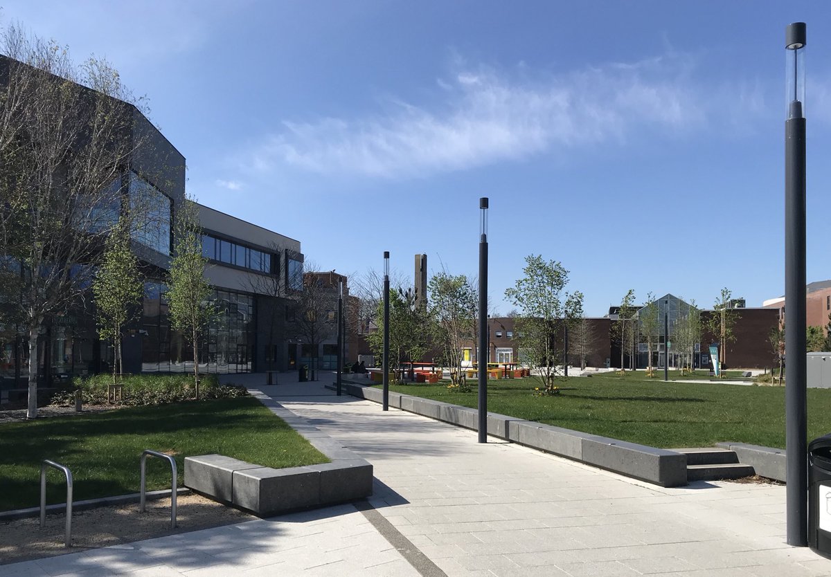 muirtheimhne's tweet photo. The Glasnevin Campus of @DCU looking splendid on this glorious day. Looking forward to welcoming back our vibrant student &amp; staff community in the not too distant future!
#StayAtHome 
#AllInThisTogether https://t.co/Td0Xf4hDHX