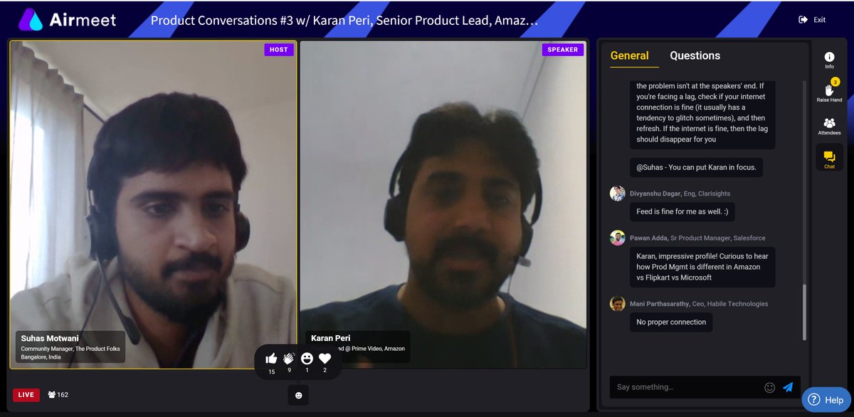 Interesting conversation with  @karanperi hosted by  @TheProductfolks In case you're around hop in:  https://www.airmeet.com/event/c5228040-5e62-11ea-a7f4-5b4aff947c59 #WeekendswithTPF  #ProductConversation3  #ProdMgmt  https://twitter.com/dip_ghatak/status/1248878187217440768