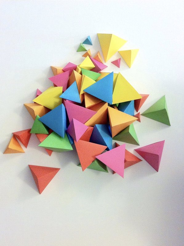 9) Explore the tessellating properties of A-sized paper and create some tetrahedron wall art.For instructions see my  #ArtfulMaths blog post here:  https://www.artfulmaths.com/blog/tetrahedron-wall-art  #3DMaths  #HandsOnMaths  #LockdownMaths  #ArtfulMaths