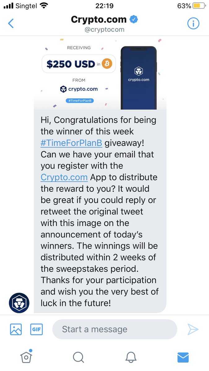 oofnivek's tweet photo. Thank you @cryptocom for the $250 in #BTC #bitcoin https://t.co/DtfMMmkjMV