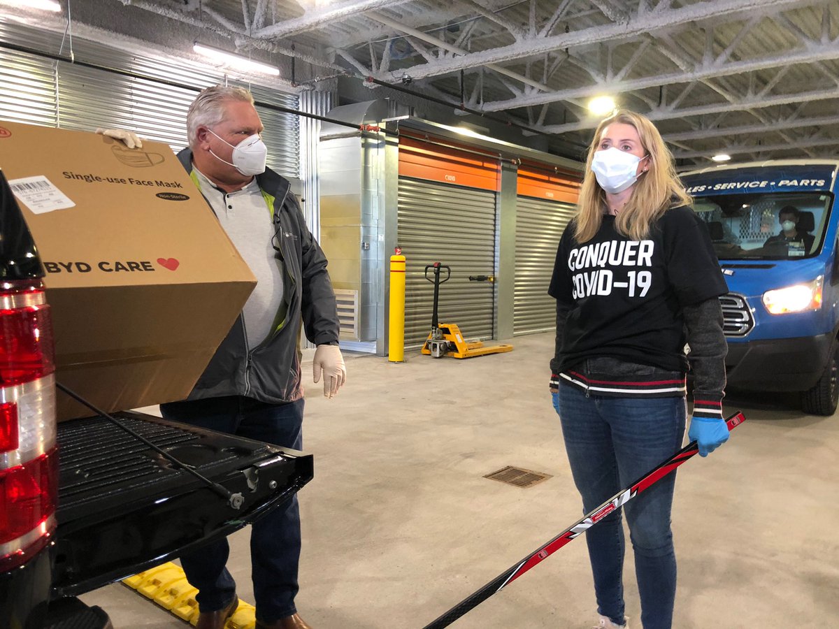 fordnation's tweet image. Today I’m here with the amazing @wick_22 and the men and women of the @conquercovid19 team for their PPE drive. Incredible leadership. Incredible spirit. I am honoured to see them in action. We are #StrongerTogether. If you have PPE please donate. conquercovid19.ca