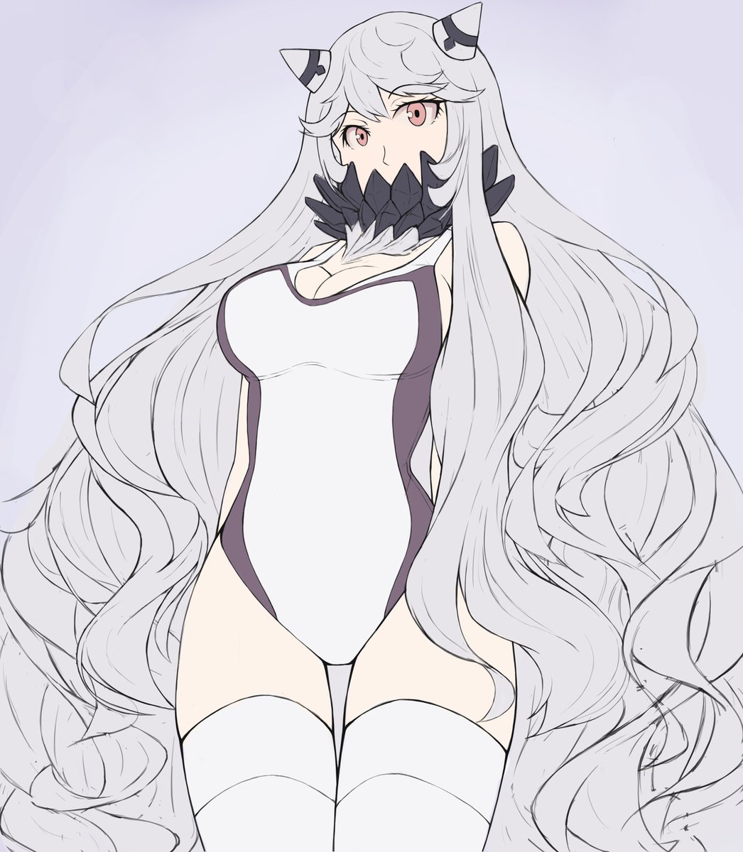 べいさく Pa Twitter イラスト ラフ 艦これ 中間棲姫 競泳水着ver