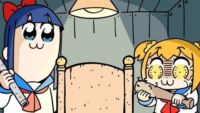 ポプ子とピピ美が手に持つのは釘バット 大川ぶくぶ氏が ポプテピピック のバーチャル背景画像を公開 Game Watch